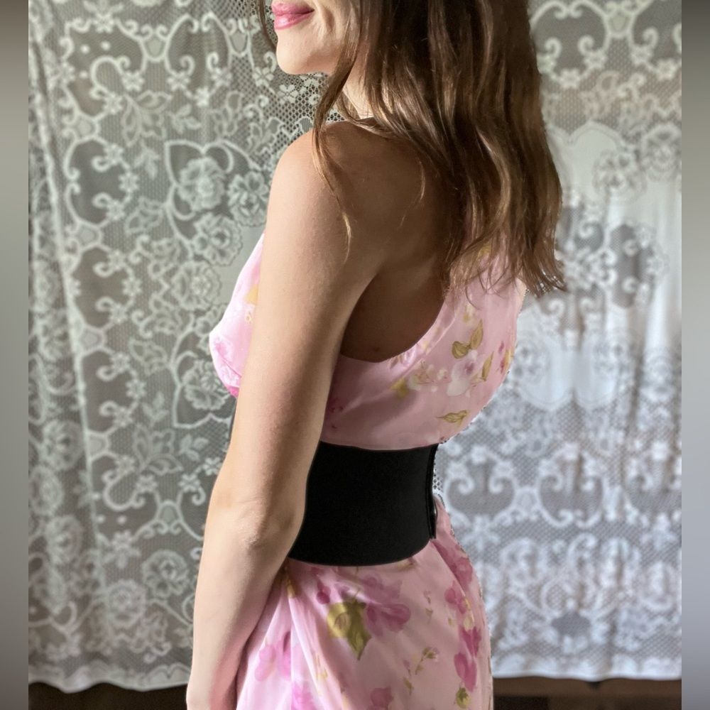 Vintage 90s Studio Y Sheer Slip Lined Floral Cottagecore Fairycore MIDI Dress - Picture 2 of 12